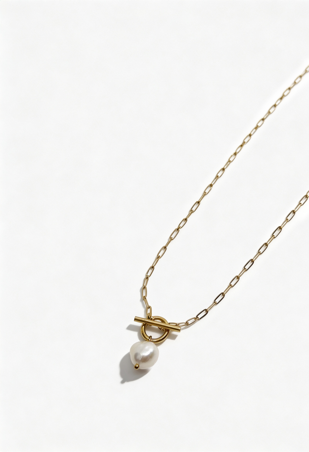 Duo set: Drop Necklace + Pearl Hoops