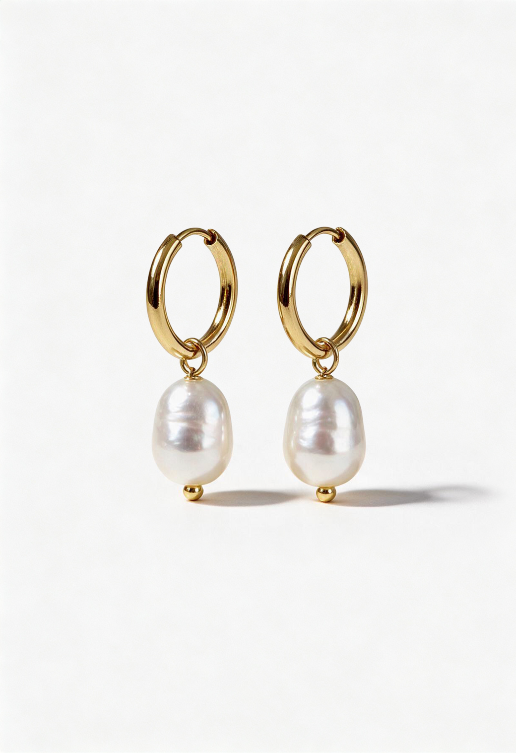 Duo set: Drop Necklace + Pearl Hoops